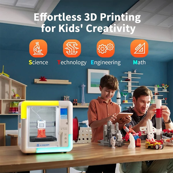 AOSEED X-MAKER gyerek és kezdő 3D nyomtató, gyors nyomtatás, automata szintezés, Wi-Fi, halk működés, PLA/ABS, 150×150×150mm