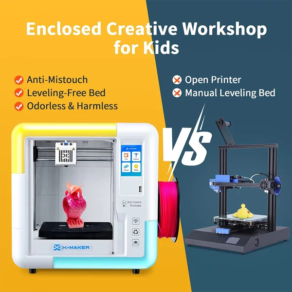 AOSEED X-MAKER gyerek és kezdő 3D nyomtató, gyors nyomtatás, automata szintezés, Wi-Fi, halk működés, PLA/ABS, 150×150×150mm