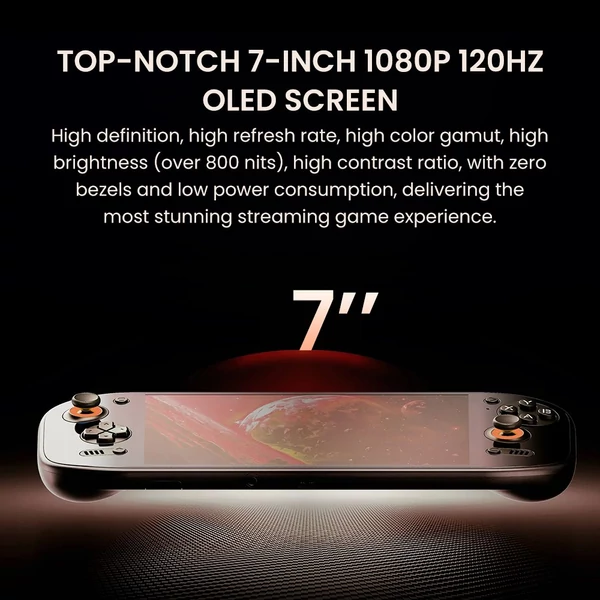 AYN Odin 2 Portal hordozható játékkonzol – 7" 120Hz OLED érintőkijelző, 16GB RAM, 1TB tárhely, Android 13, 8000mAh akkumulátor - fekete