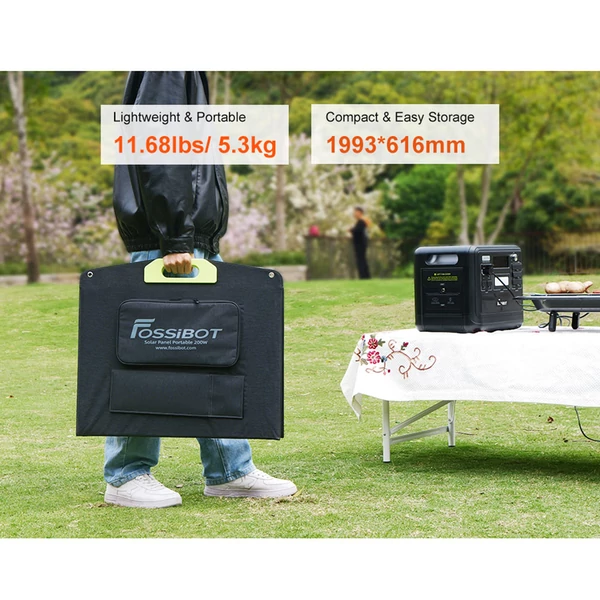 FOSSiBOT SP200 (Új) 200W összecsukható napelem, 23,4% hatékonyság, ETFE bevonat, állítható támasz, otthonra, lakóautóhoz, kempinghez, áramszünetre – Zöld