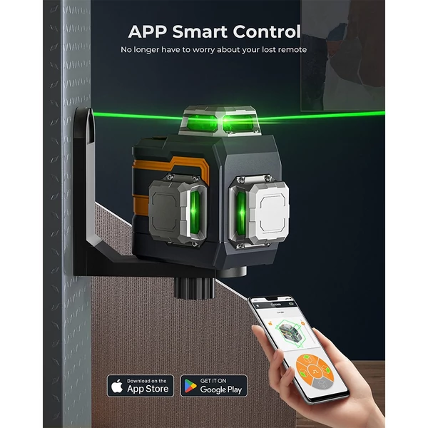 CIGMAN CM-S01 12-vonalas önszintező lézeres szintező – App vezérlés, 3x360°, fokozatmentes fényerő, 30h üzemidő, IP54 vízálló
