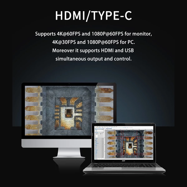 HAYEAR HY-6800 4K mikroszkóp kamera 60FPS-el, ipari digitális C-Mount kamera forrasztáshoz, PCB és telefonjavításhoz