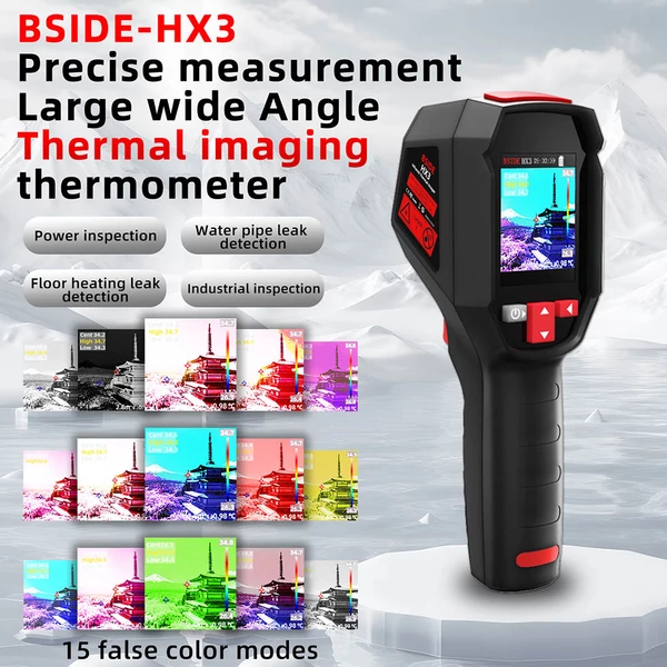 BSIDE HX3 infravörös hőkamera, 2.4" TFT LCD kijelző, 240x240 felbontás, -20°C–550°C hőtartomány, otthoni ellenőrzéshez, HVAC és elektromos rendszerekhez