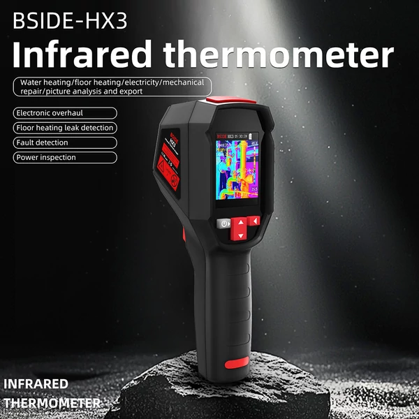 BSIDE HX3 infravörös hőkamera, 2.4" TFT LCD kijelző, 240x240 felbontás, -20°C–550°C hőtartomány, otthoni ellenőrzéshez, HVAC és elektromos rendszerekhez