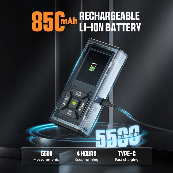 CIGMAN CD-60G kétoldalas zöld lézeres távolságmérő 120m-ig, több mértékegységgel, újratölthető 850mAh akkumulátorral