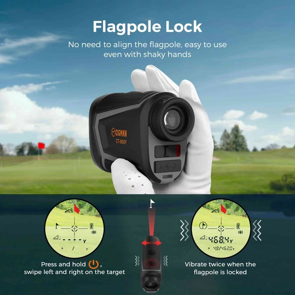 CIGMAN CT-800Y 800 m Golf Távmérő – 6x nagyítás, zászlórúd-zár, mágneses pánt, USB-s újratölthető