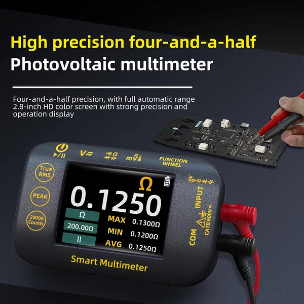 BSIDE S450 digitális multiméter – 20000 érték, 1000V, 2.8" LCD kijelző, grafikus rögzítés, Type-C töltés, fotovoltaikus feszültségmérő