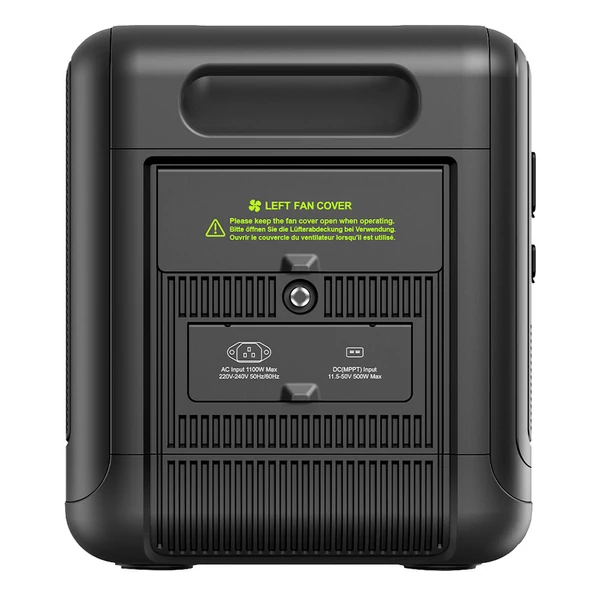 FOSSiBOT F2400 hordozható erőmű, 2048Wh LiFePO4 akkumulátor, 2400W napelem generátor, gyors töltés - fekete