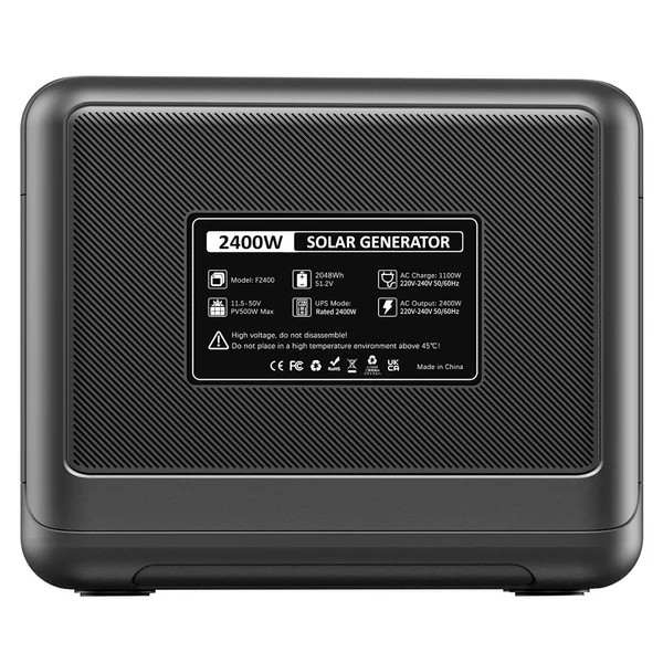 FOSSiBOT F2400 hordozható erőmű, 2048Wh LiFePO4 akkumulátor, 2400W napelem generátor, gyors töltés - fekete