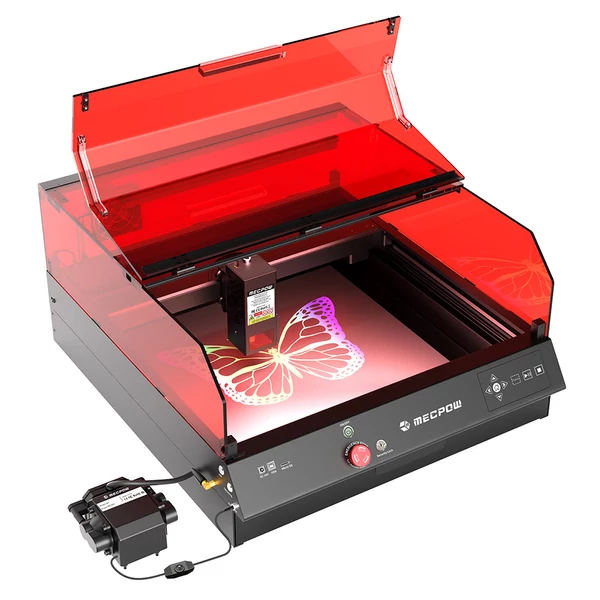 Mecpow X4 Pro 22W lézergravírozó gép – beépített kamera, 22000 mm/perc sebesség, precíz 0,08×0,1 mm pont, LightBurn és LaserGRBL kompatibilis