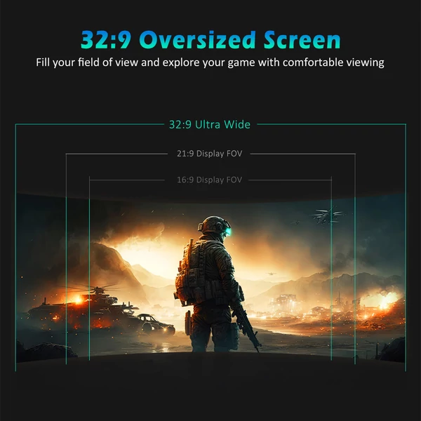 TITAN ARMY C49SHC 49” ívelt gaming monitor, 144Hz, 32:9 ultraszéles, 3840×1080, USB-C, HDMI, PBP/PIP, Adaptive-Sync, 65W töltés