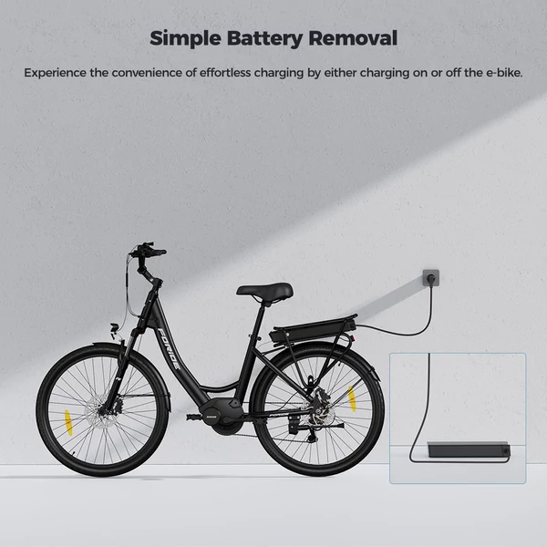 Foride Urbano 2 elektromos kerékpár, 250W középmotor, 36V 13Ah akkumulátor, hidraulikus tárcsafék, Shimano 7 sebesség