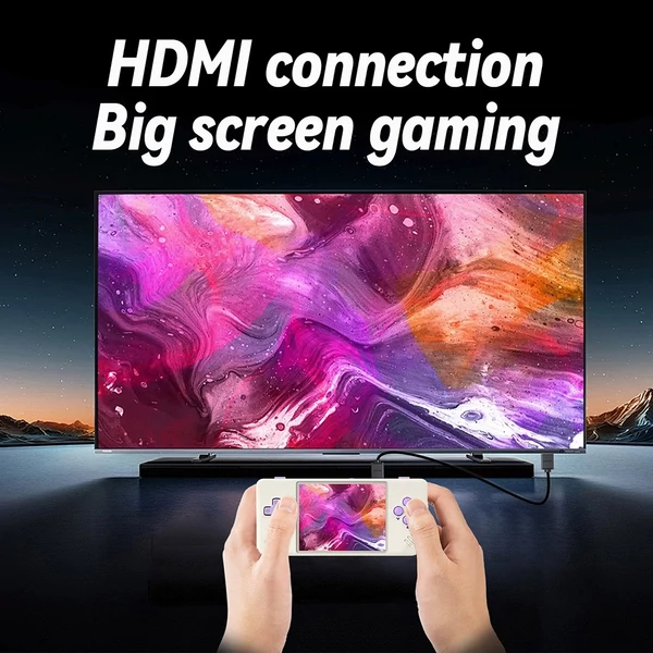 ANBERNIC RG28XX játékkonzol, 2.83" IPS kijelző, 32GB+128GB, 10000+ játék, HDMI kimenet, 8 órás játékidő - bézs-fehér