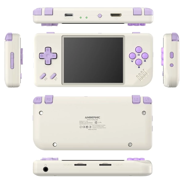 ANBERNIC RG28XX játékkonzol, 2.83" IPS kijelző, 32GB+128GB, 10000+ játék, HDMI kimenet, 8 órás játékidő - bézs-fehér
