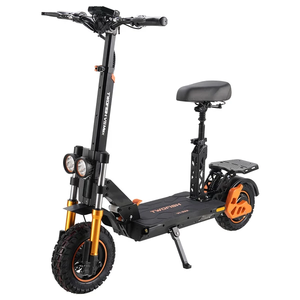 TWOFISH V5 MAX elektromos roller üléssel, 800W motor, 48V 18Ah akku, 45km/h, 45km hatótáv, tárcsafék, dupla felfüggesztés, LCD kijelző