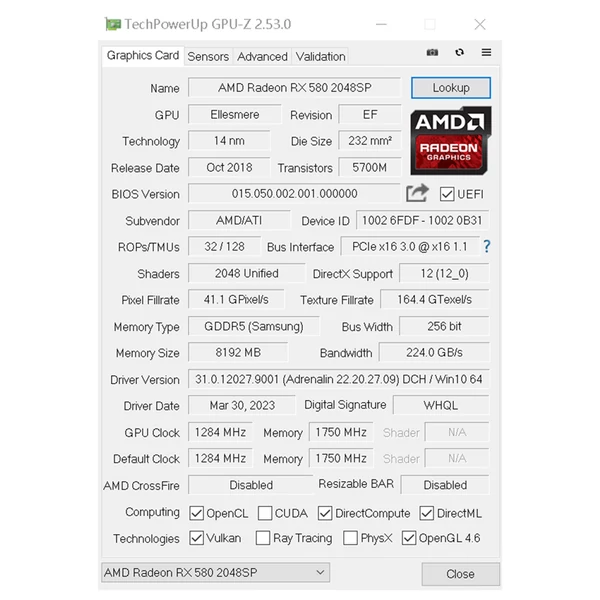 SOYO AMD Radeon RX580 videokártya, 8GB GDDR5, 256bit, HDMI+DP+DVI, dupla ventilátor, PC gamer grafikus kártya