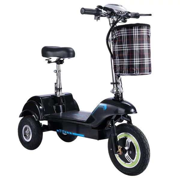 TWOFISH TF03 elektromos roller levehető üléssel, 350W motorral, 48V 15Ah akkuval, 28 km/h, 30 km hatótáv, tárcsafék, rugós első felfüggesztés - kék 