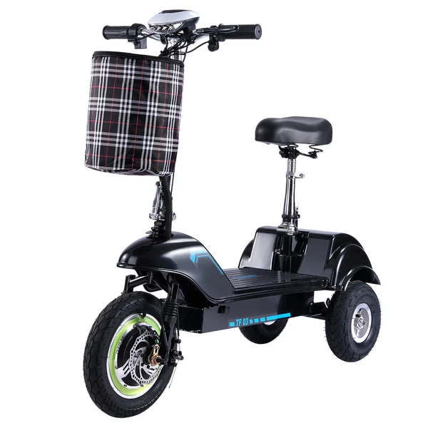 TWOFISH TF03 elektromos roller levehető üléssel, 350W motorral, 48V 15Ah akkuval, 28 km/h, 30 km hatótáv, tárcsafék, rugós első felfüggesztés - kék 