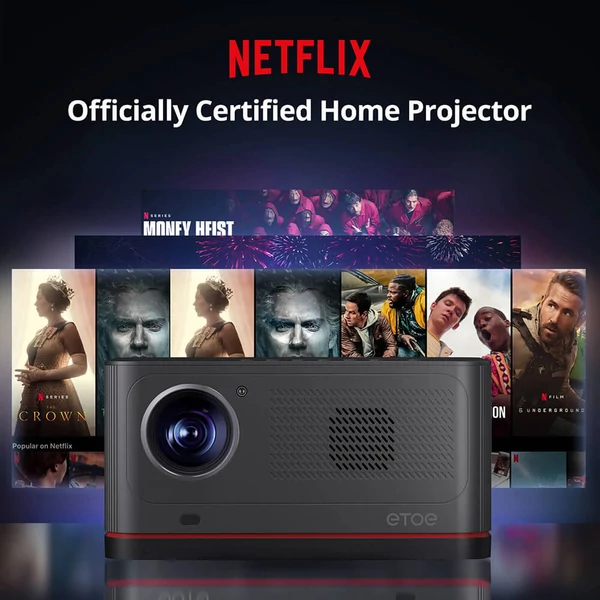 ETOE Whale Pro 1500 ANSI projektor, Netflix & Android TV, natív 1080P, 4K, autofókusz, 2×10W hangszóró, Wi-Fi