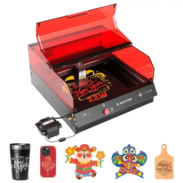 Mecpow X4 Pro 22W FDA Class 1 lézervéső + P150 150W füstelszívó, profi gravírozáshoz