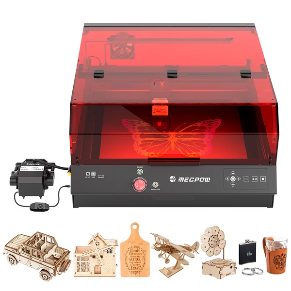 Mecpow X4 Pro 22W FDA Class 1 lézervéső + P150 150W füstelszívó, profi gravírozáshoz