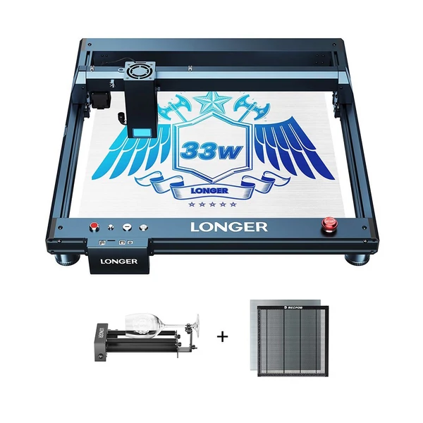 LONGER Laser B1 30W Lézergravírozó + Lézerágy és Forgóhenger tartóval