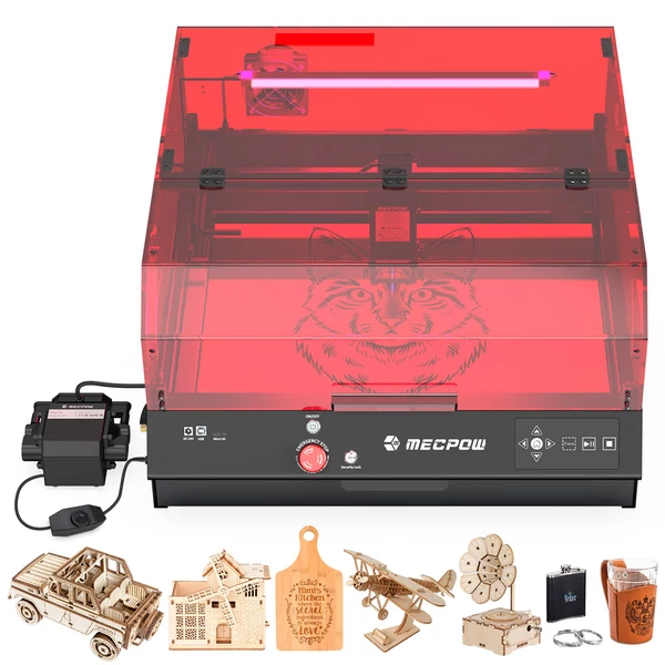 Mecpow X4 Pro 22W lézergravírozó – FDA Class 1, forgatóhenger, karmok, lézerágy komplett szett