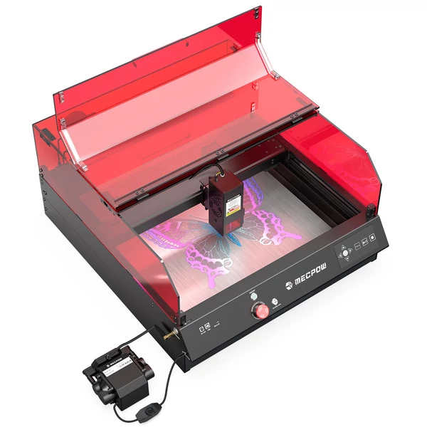 Mecpow X4 Pro 22W lézergravírozó – FDA Class 1, forgatóhenger, karmok, lézerágy komplett szett