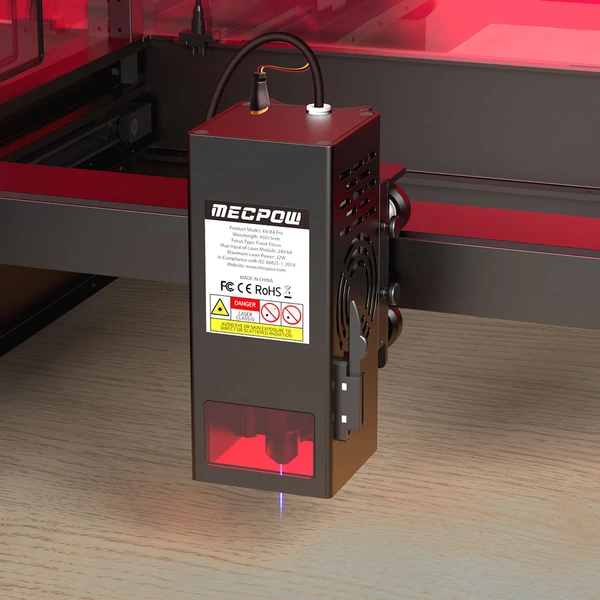 Mecpow X4 Pro 22W lézergravírozó – FDA Class 1, forgatóhenger, karmok, lézerágy komplett szett