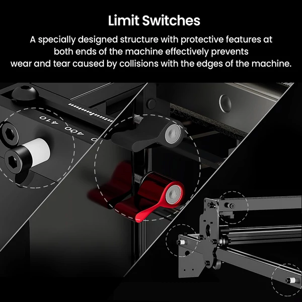 LONGER RAY5 40W lézervágó és gravírozó, 24000 mm/perc sebesség, 0.10×0.15 mm pont, 385×385 mm munkaterület, 8 dióda FAC technológiával