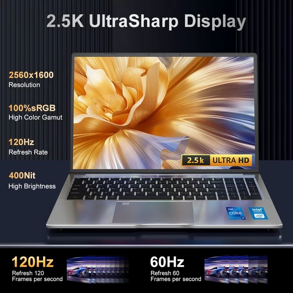 Ninkear N16 Pro laptop, 16" 2.5K IPS 120Hz kijelző, Intel Core i7-13620H, 16GB RAM, 512GB SSD, fém ház, WiFi 6, Bluetooth 5.0, Type-C