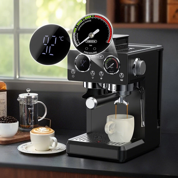 HiBREW H20 multifunkciós kávégép beépített darálóval, forró és hideg főzéssel, 20 bar nyomással, latte gőzkar és érintésvezérlés
