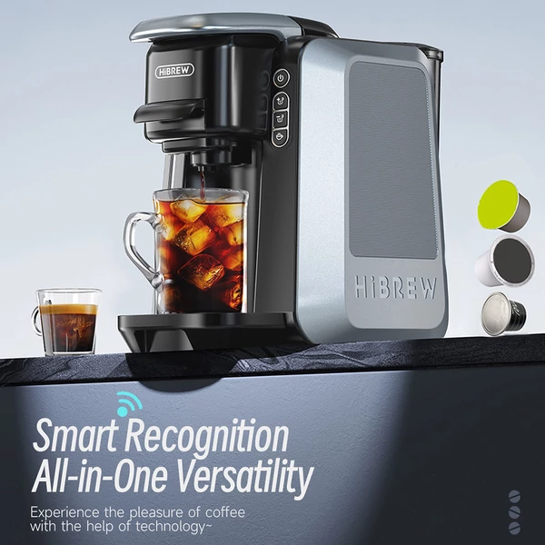 HiBREW H6 4 az 1-ben kapszulás kávégép, NES/DG/KCUP/őrölt kompatibilis, előáztatás, hideg főzés, PID hőfokszabályzás, időzítő