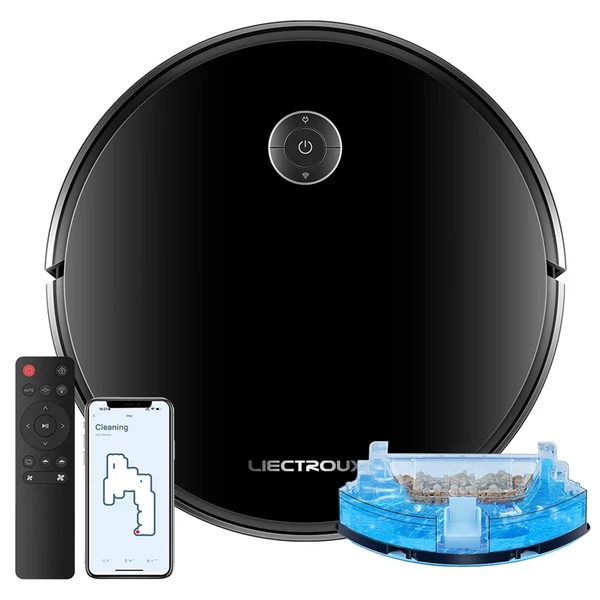 Liectroux C7 robotporszívó és felmosó, 6000Pa erőteljes szívóerő, okostérkép, WiFi app, távirányító, Alexa/Google kompatibilis, házi szőr, szőnyeg, padló