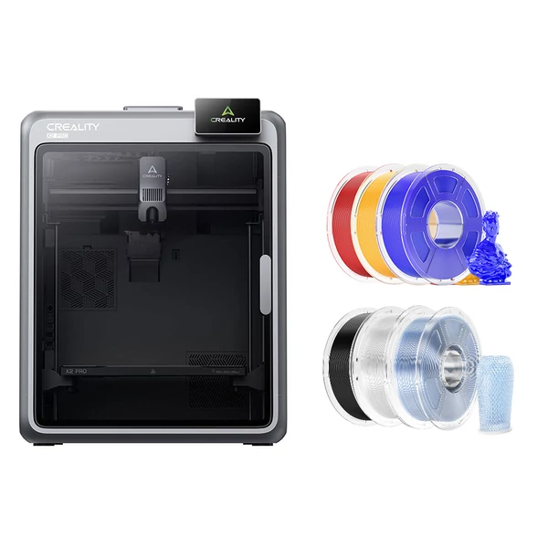 Creality K2 Pro 3D nyomtató + 6 kg Mecpow nagysebességű PETG filament – piros/fekete/világoskék/áttetsző/kék/sárga