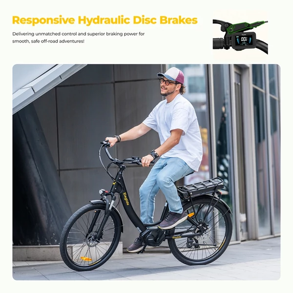 Eleglide C2 elektromos kerékpár, 250W középmotor, 36V 13Ah akkumulátor, 26” gumi, 25 km/h, 100 km hatótáv, Shimano 7 sebesség
