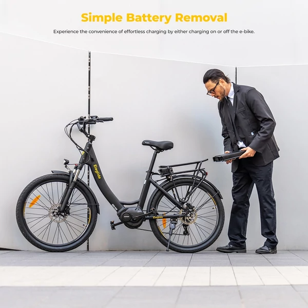 Eleglide C2 elektromos kerékpár, 250W középmotor, 36V 13Ah akkumulátor, 26” gumi, 25 km/h, 100 km hatótáv, Shimano 7 sebesség