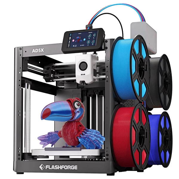 Flashforge AD5X 3D nyomtató, okos 4-színes nyomtatás, 600mm/s max sebesség, 220x220x220mm nyomtatási terület