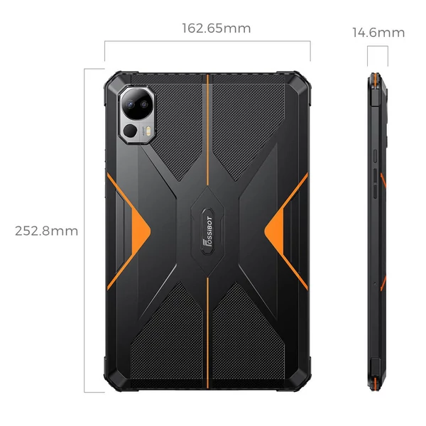 FOSSiBOT DT1 strapabíró tablet – Android 13, 10.4" 2K kijelző, 8+256GB, 4G Dual SIM, IP68 víz- és porálló, 11000mAh gyorstöltés - narancs