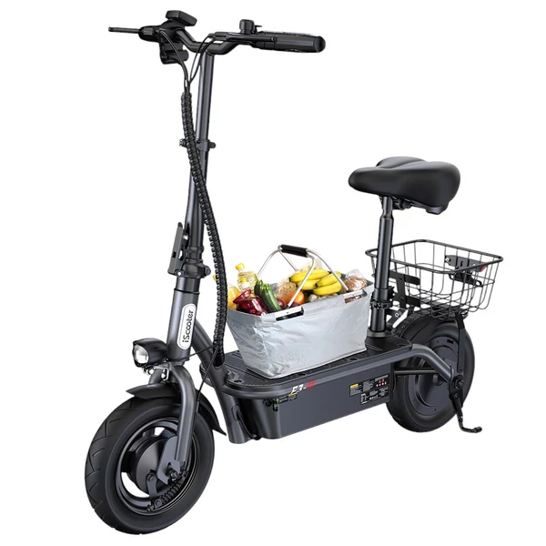 iScooter F3 elektromos roller üléssel, 1000W, 45km/h, 60km hatótáv, hátsó kosárral, 120kg terhelés