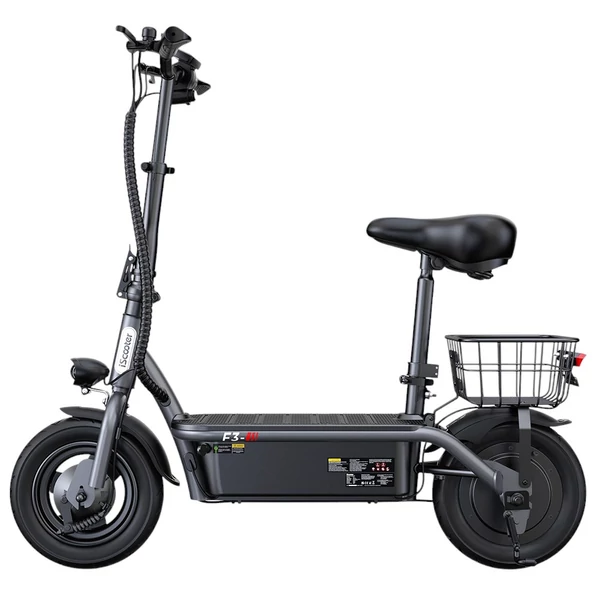 iScooter F3 elektromos roller üléssel, 1000W, 45km/h, 60km hatótáv, hátsó kosárral, 120kg terhelés
