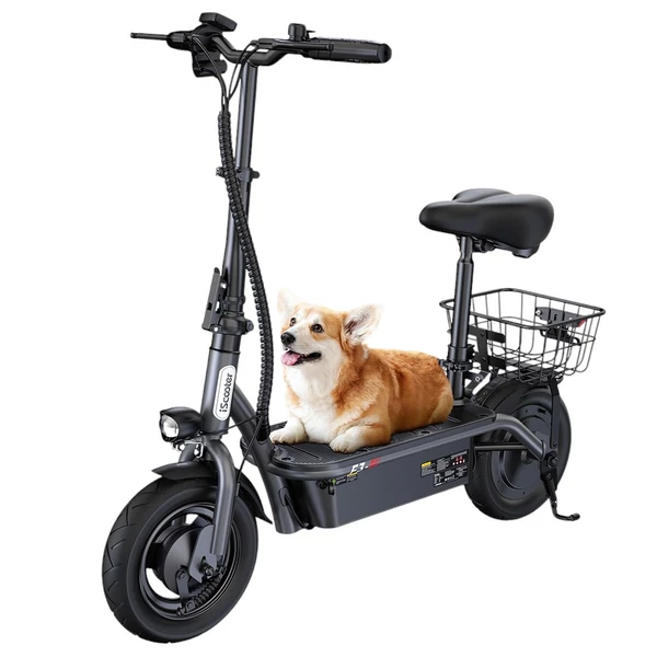 iScooter F3 elektromos roller üléssel, 1000W, 45km/h, 60km hatótáv, hátsó kosárral, 120kg terhelés