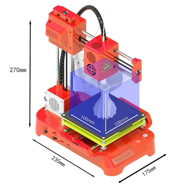 EasyThreed K7 3D nyomtató – halk, pontos (0.1-0.2mm), gyerek- és oktatási célra, 100x100x100mm, fejlesztett verzió