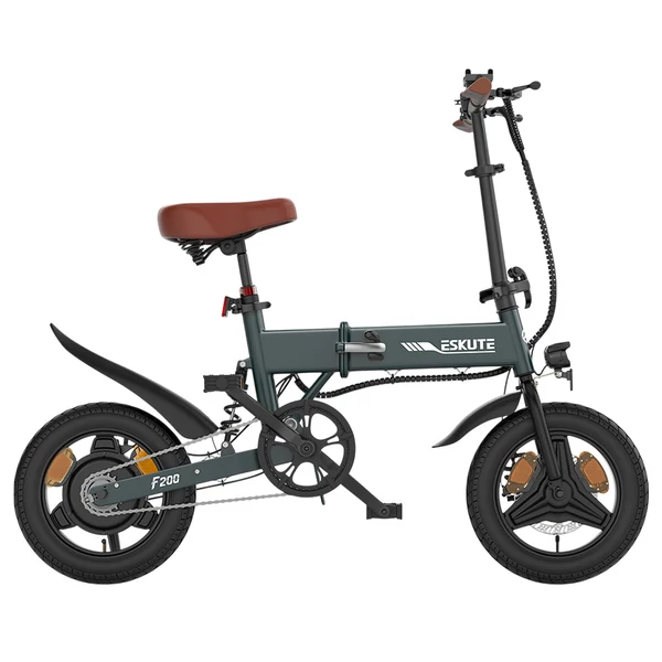 ESKUTE F200 összecsukható elektromos kerékpár, 250W motor, 36V 7.8Ah akku, 14” kerék, 25km/h, 50km hatótáv, mechanikus tárcsafék – Zöld