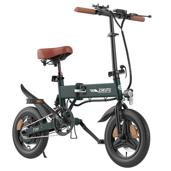 ESKUTE F200 összecsukható elektromos kerékpár, 250W motor, 36V 7.8Ah akku, 14” kerék, 25km/h, 50km hatótáv, mechanikus tárcsafék – Zöld