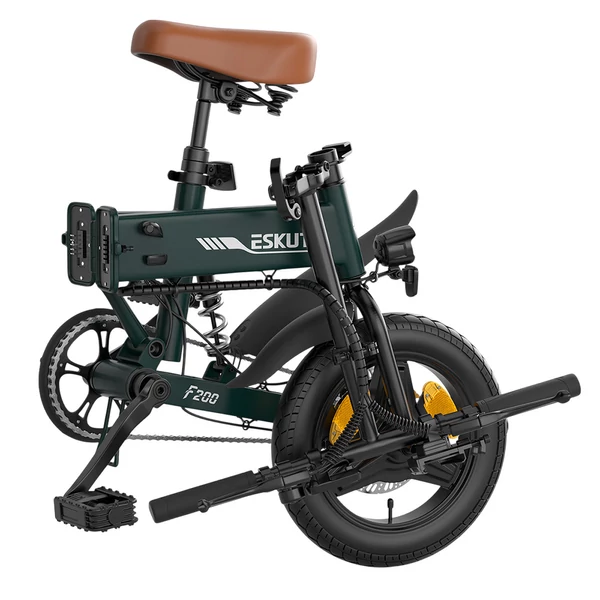 ESKUTE F200 összecsukható elektromos kerékpár, 250W motor, 36V 7.8Ah akku, 14” kerék, 25km/h, 50km hatótáv, mechanikus tárcsafék – Zöld
