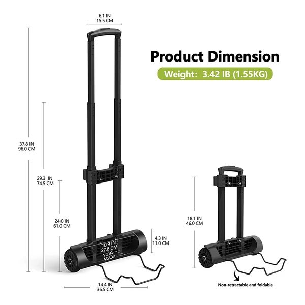 FOSSiBOT összecsukható kézikocsi F2400 power stationhez – könnyű, kompakt, 50 lbs teherbírás, állítható fogantyú, halk kerekek