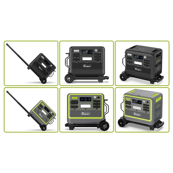 FOSSiBOT összecsukható kézikocsi F2400 power stationhez – könnyű, kompakt, 50 lbs teherbírás, állítható fogantyú, halk kerekek