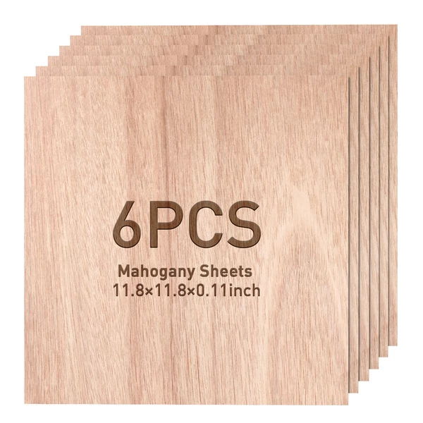 Mecpow: 12× mahagóni + 12× diófa lap, 300×300×3 mm faanyag készlet barkácshoz