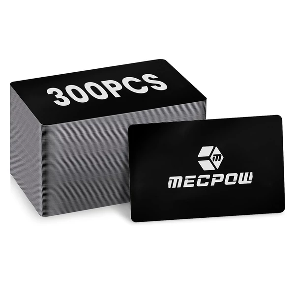 Mecpow 300 db fekete alumínium névjegykártya + 6 db ezüst kutyabiléta készlet